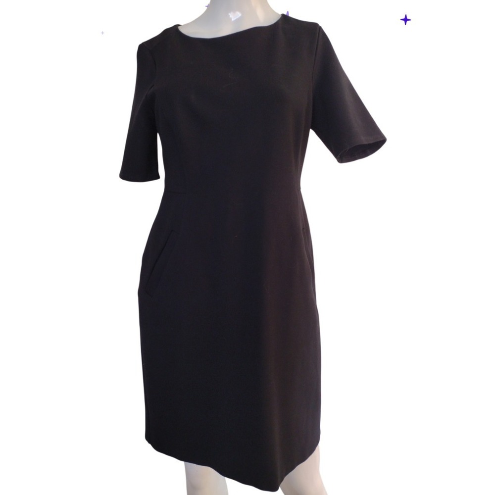 Lands' End Dress Women 8P Black Mini Bodycon Short Sleeves Stretch Office Career
